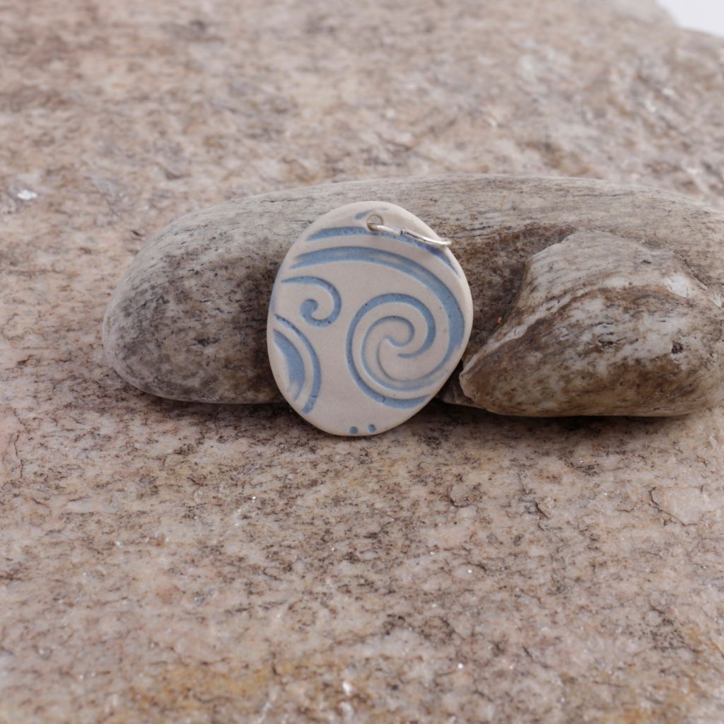 Blue Swirl Porcelain Charm