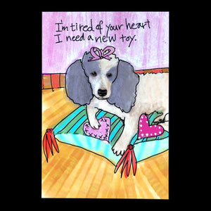 Poodle Needs Toy postcard