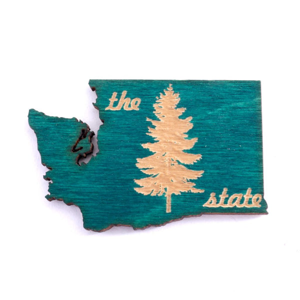 Wood Evergreen State Magnet