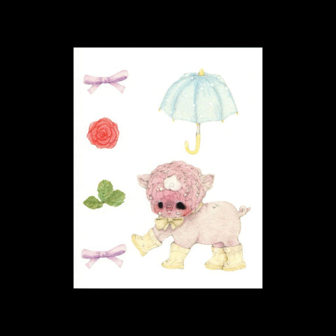 Rose Piglet Note Card