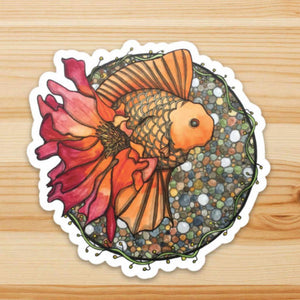 Blooming Goldfish Vinyl Sticker