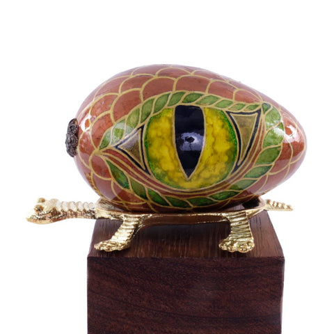 Pysanky Spirit Egg - Brown Dragon Eye with Turtle Stand