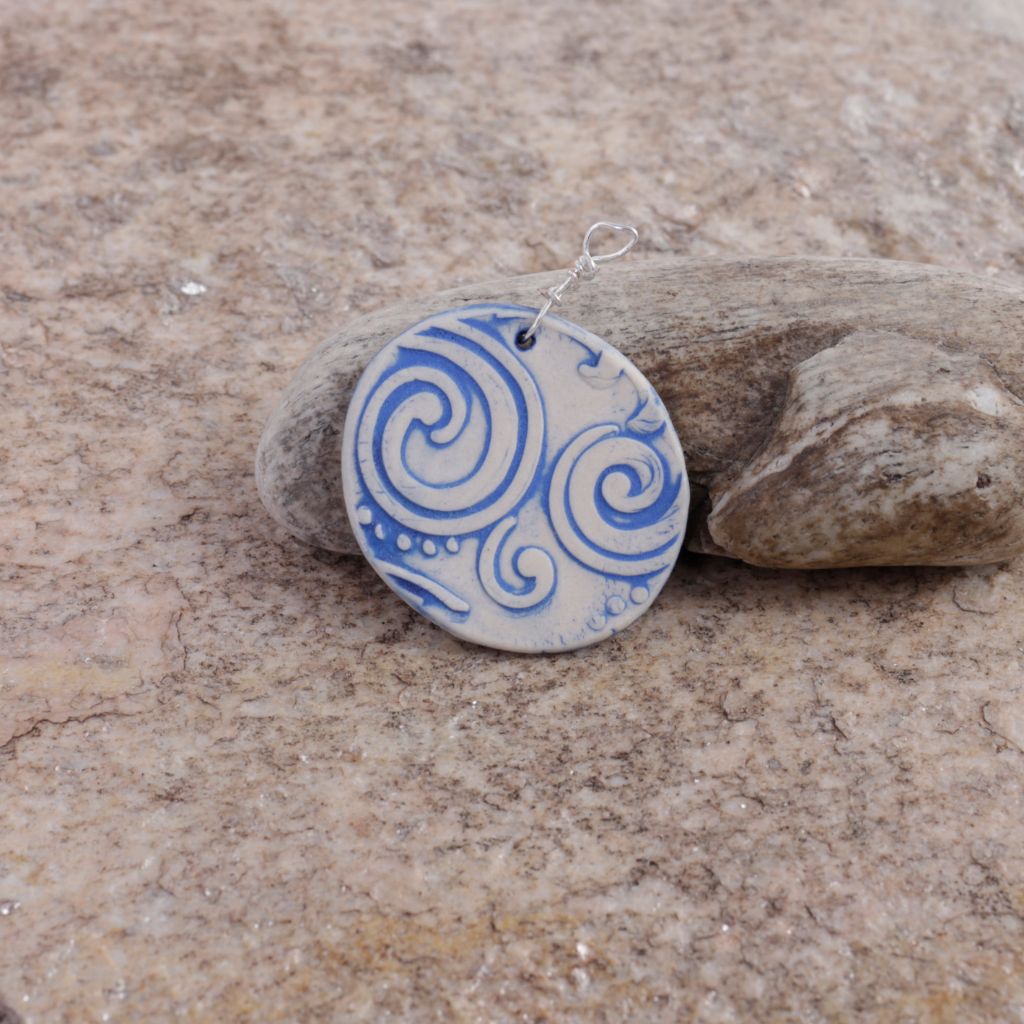 Blue Swirl Porcelain Charm