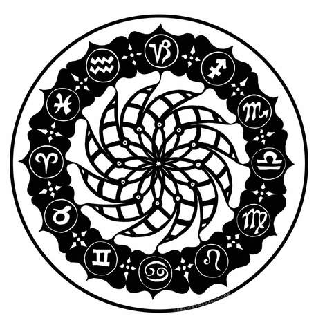 Large Spiral Black & White Zodiac Sticker