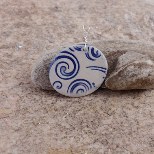 Blue Swirl Porcelain Charm