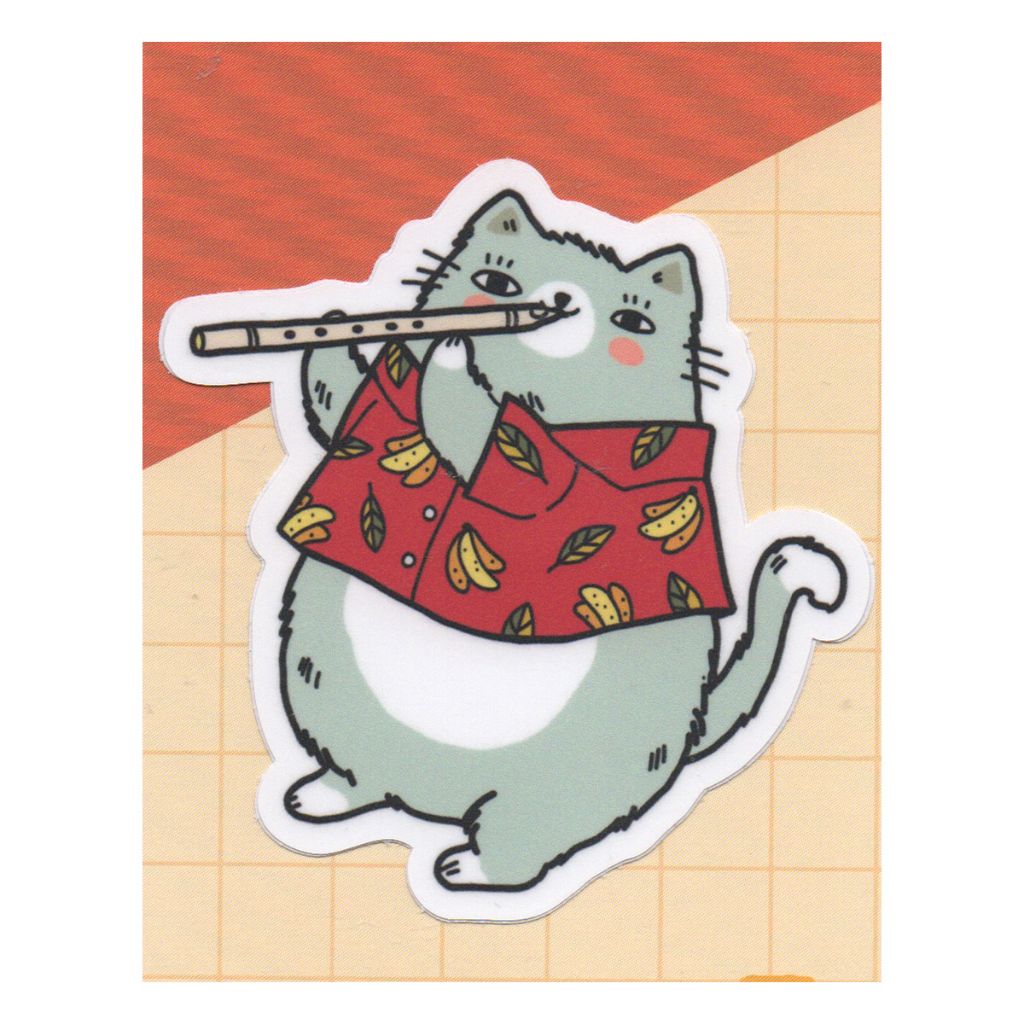 Cat Band Flute Sticker