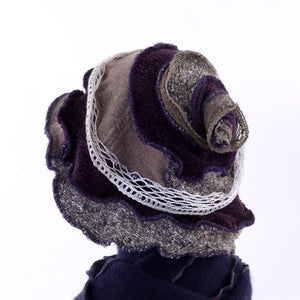 Twisted Witch Hat - Taupe Burgundy & Grey