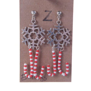 Snowflake and Candy Cane Earrings