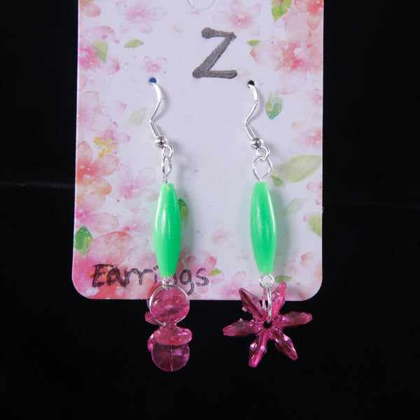 Pink Flower Dangle Earrings