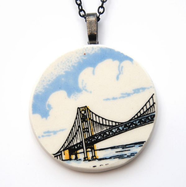 Golden Gate Bridge Upcycled Ceramic Necklace