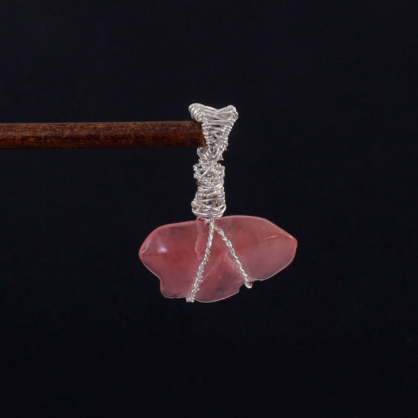 Small Wire Wrapped Pendant - Pink Stone