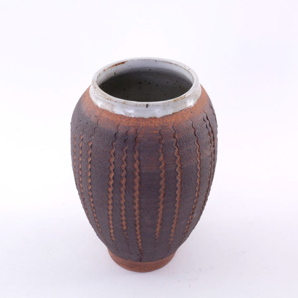 Handcrafted Ceramic Tall Vase in Shades of Brown