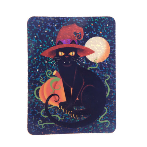 Black Cat with Pumpkin & Moon Sticker