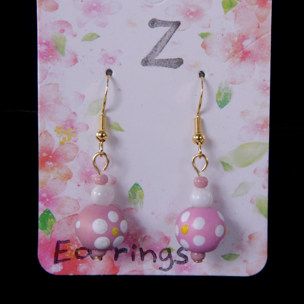 Pink and White Dangle Earrings