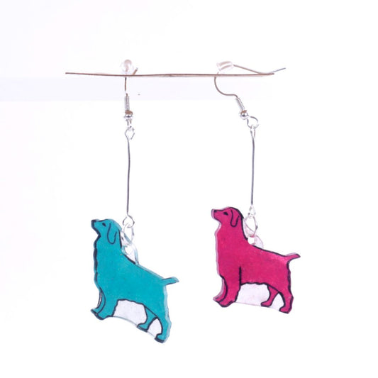 Two Tone Shrinky Dink Dog Dangle Earrings