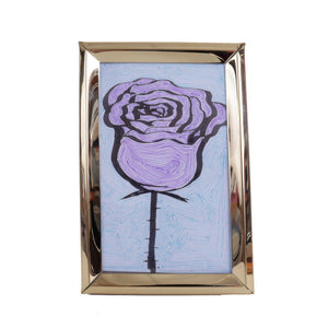 Purple Rose with Blue Line Background - Ink and pen