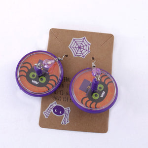 Novelty Toy Halloween Earrings with Spiders