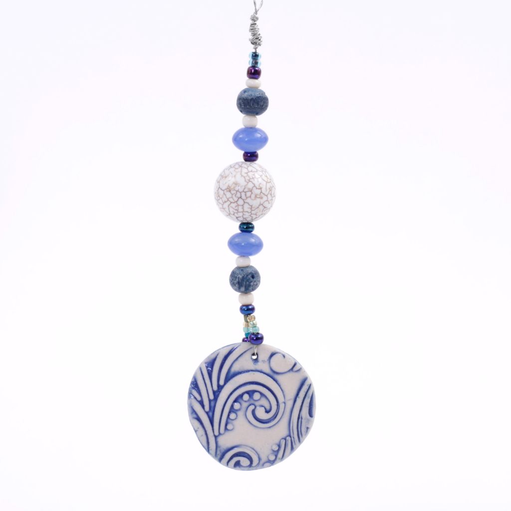 Blue Swirl Beaded Goddess Bauble Hanging