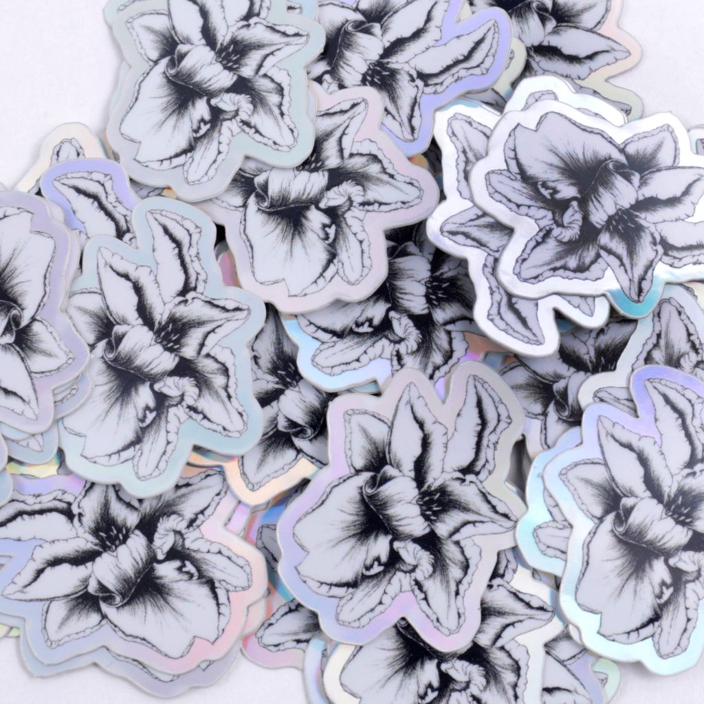 Tipsy Tulips mini Hologram Flower Sticker