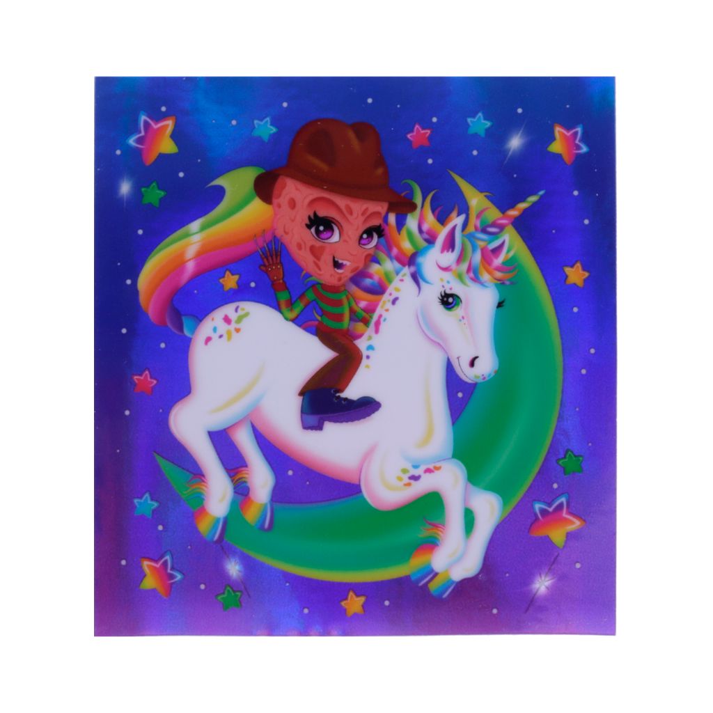 Neon 90's Horror Unicorn - shiny holographic sticker