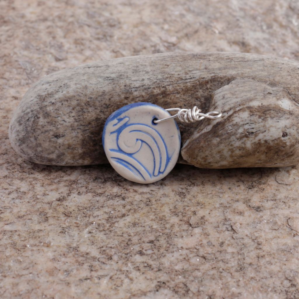 Blue Swirl Porcelain Charm