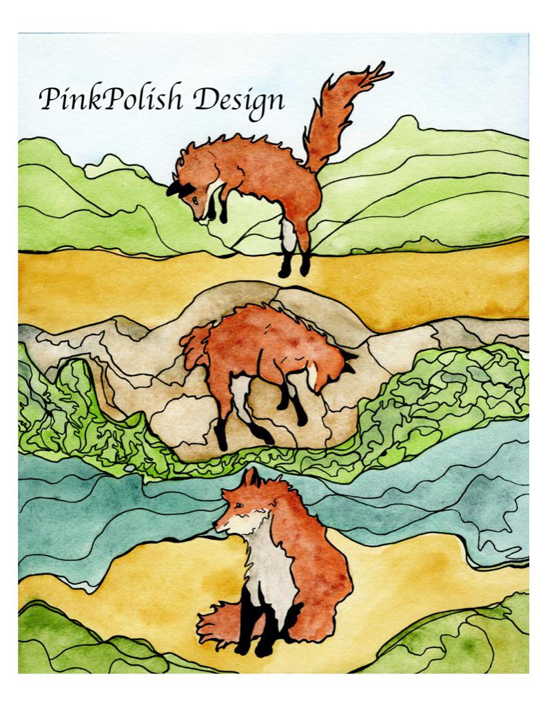 Frolic Foxes, 8.5"x11" Art Print