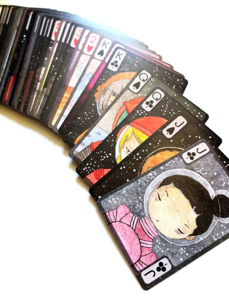 Space Girl Playing & Oracle Deck of Cards