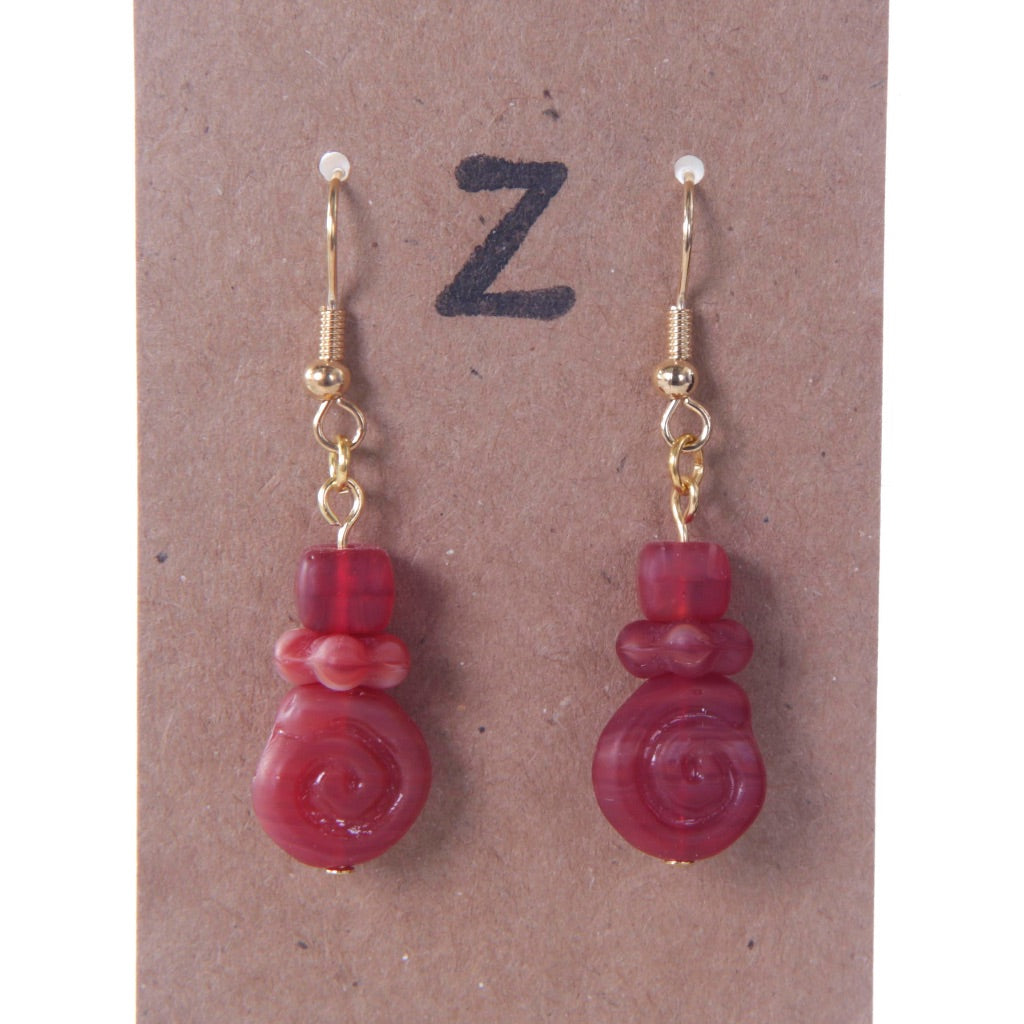 Maroon Dangle Earrings