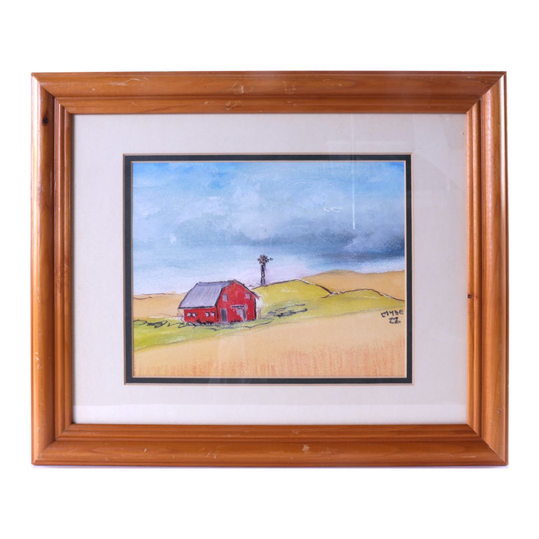 Red Barn - Original Framed Watercolor
