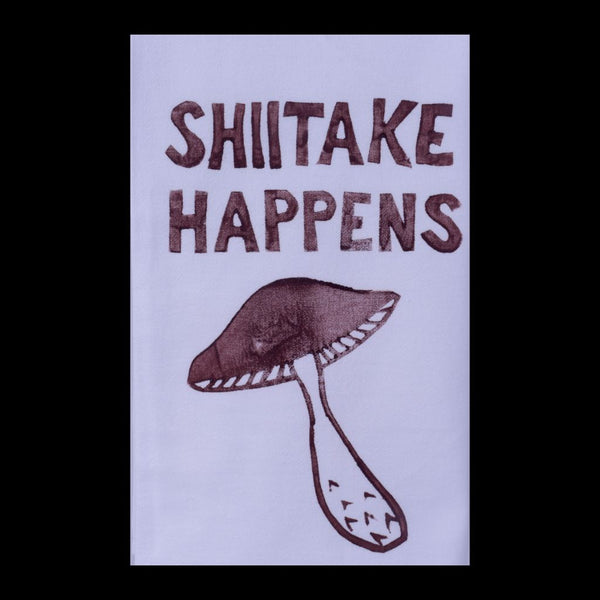 Shiitake Happens - Hand Printed Cotton Dishtowel
