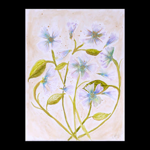 Blue Violet Flowers - Original Watercolor