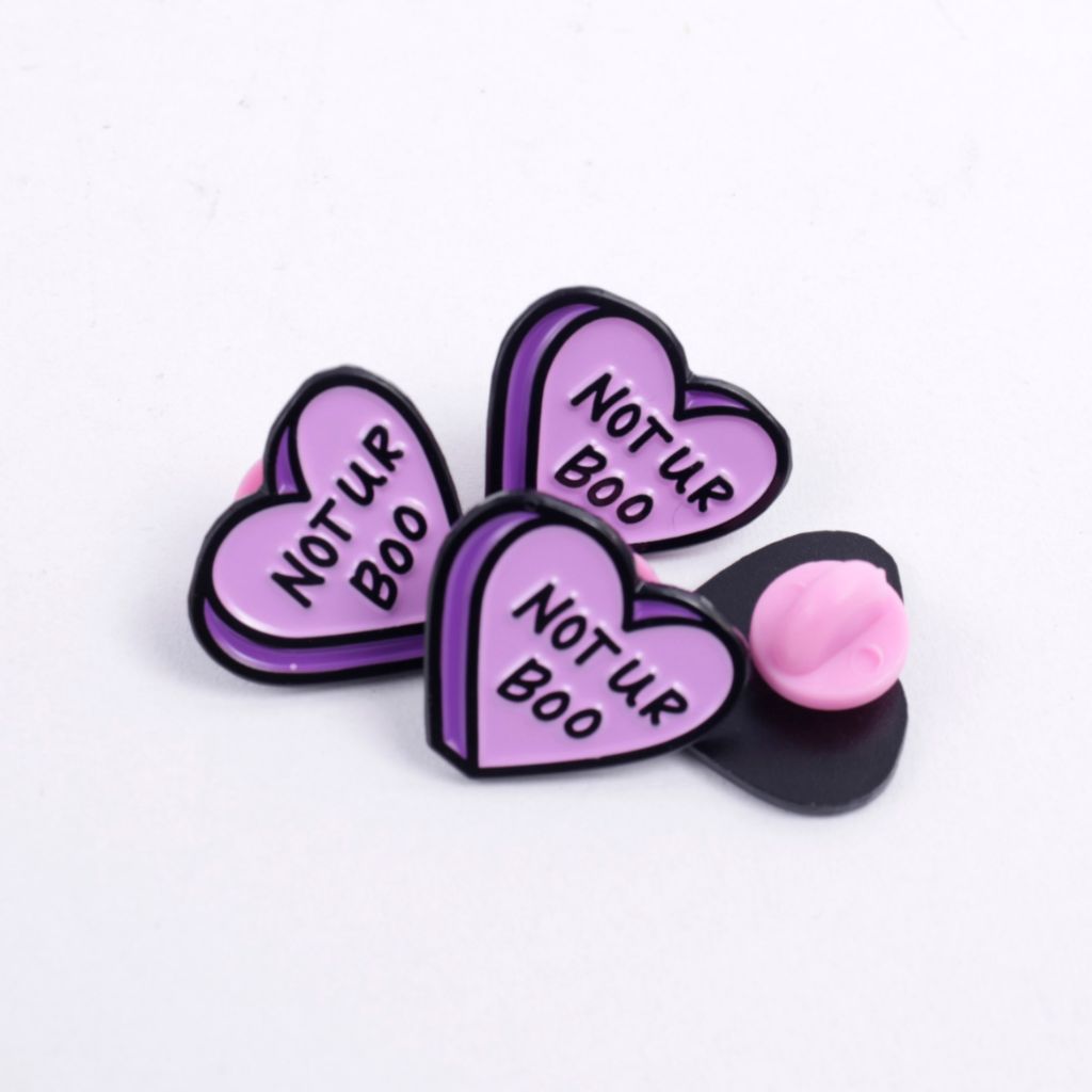 Not Ur Boo Purple, Pink & Black Heart Pin