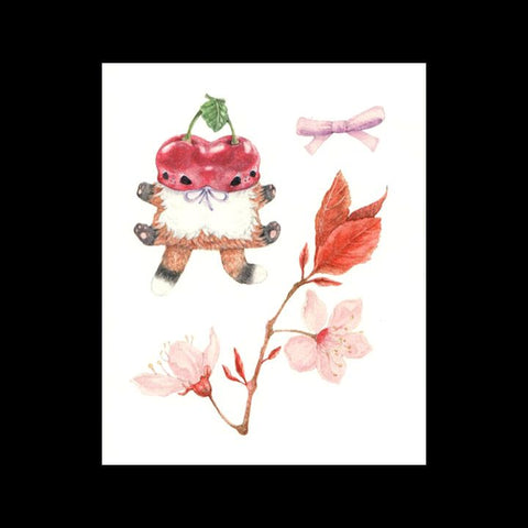 Cherry Foxes Note Card