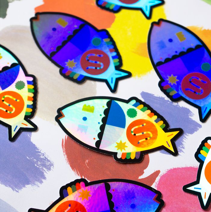 Holographic Rainbow Fish Vinyl Sticker