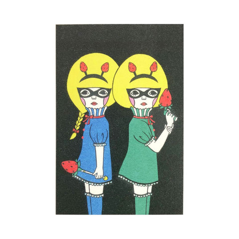 Masked Girls Postcard