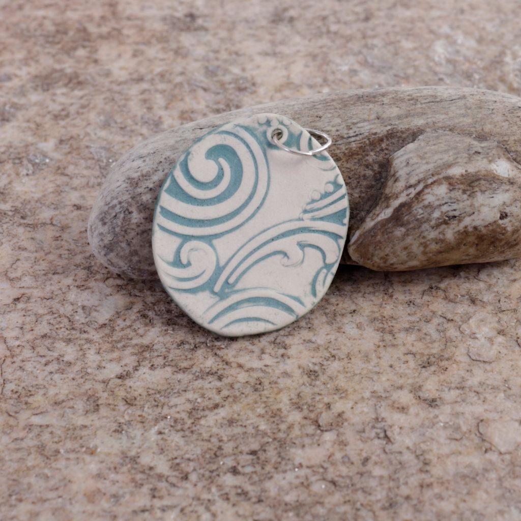 Blue Swirls Porcelain Charm