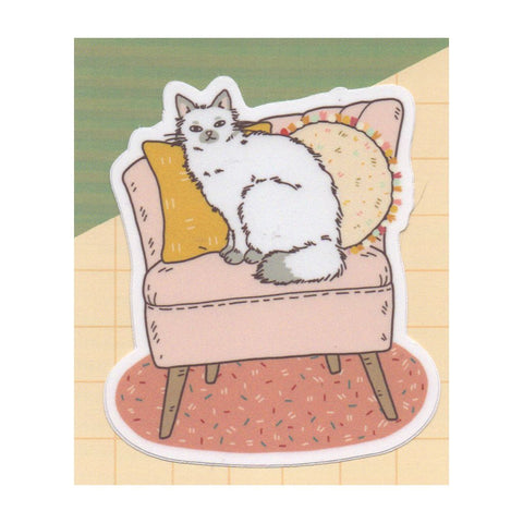 Cat on Pink Chair Sticker
