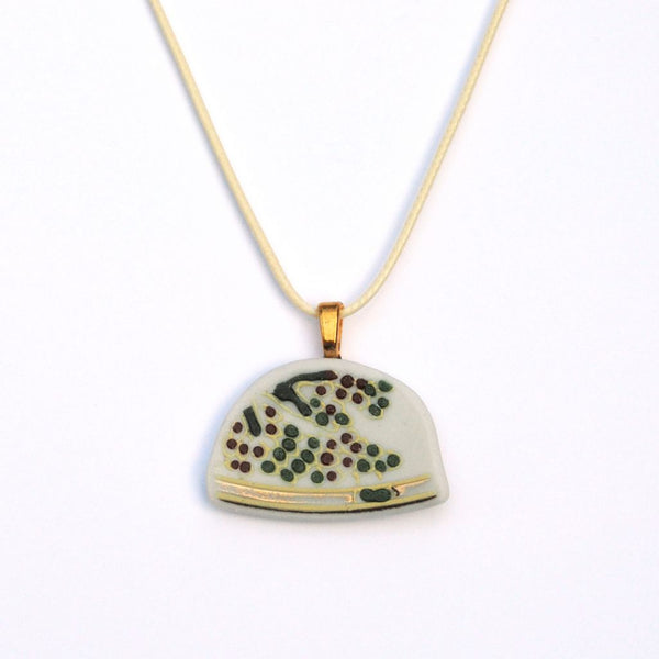 Dotted Trees Upcycled Ceramic Necklace