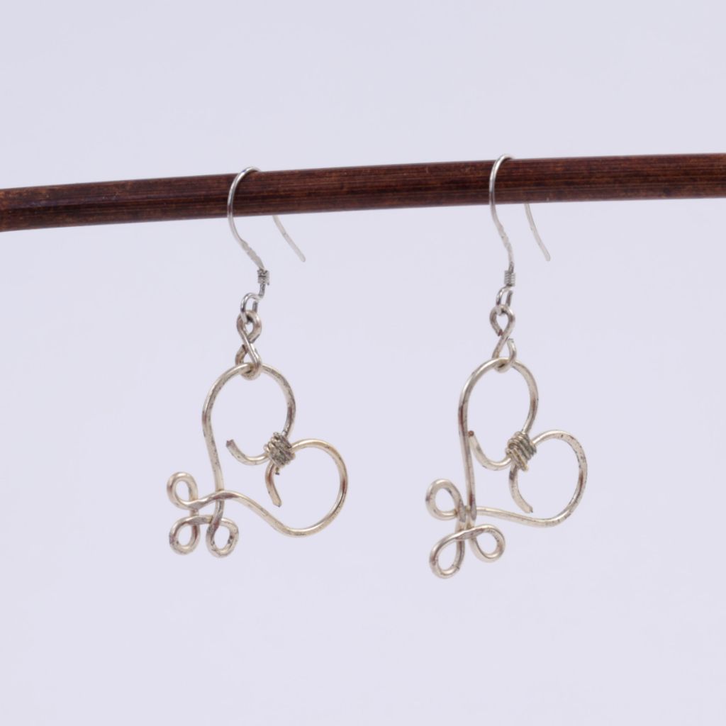 Silver Wire Wrapped Heart Earrings