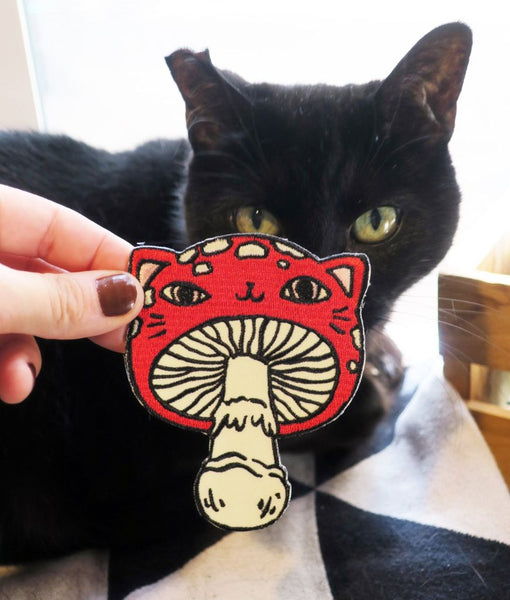 Meowshroom Embroidered Mushroom Cat Patch