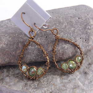 Antique Bronze and Bead Earrings