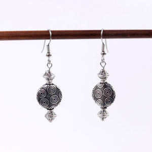 Copper Silver/Nickel Plated Textured Beaded Earrings
