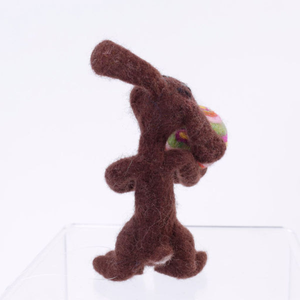 Chocolate Bunny Needle Felted Wool Woolly One