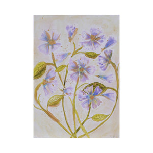 Blue Flowers - Botanical Art Print Card with Gold Accents
