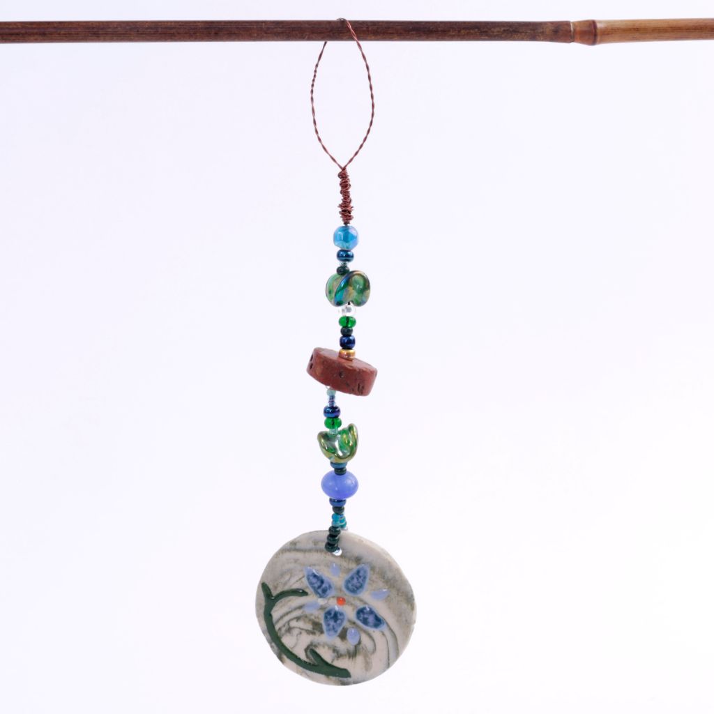 Beaded Floral Porcelain Goddess Bauble Hanging