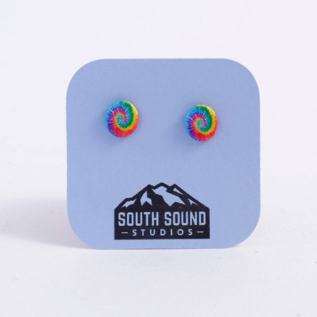 Rainbow tie Dye Stud Earrings