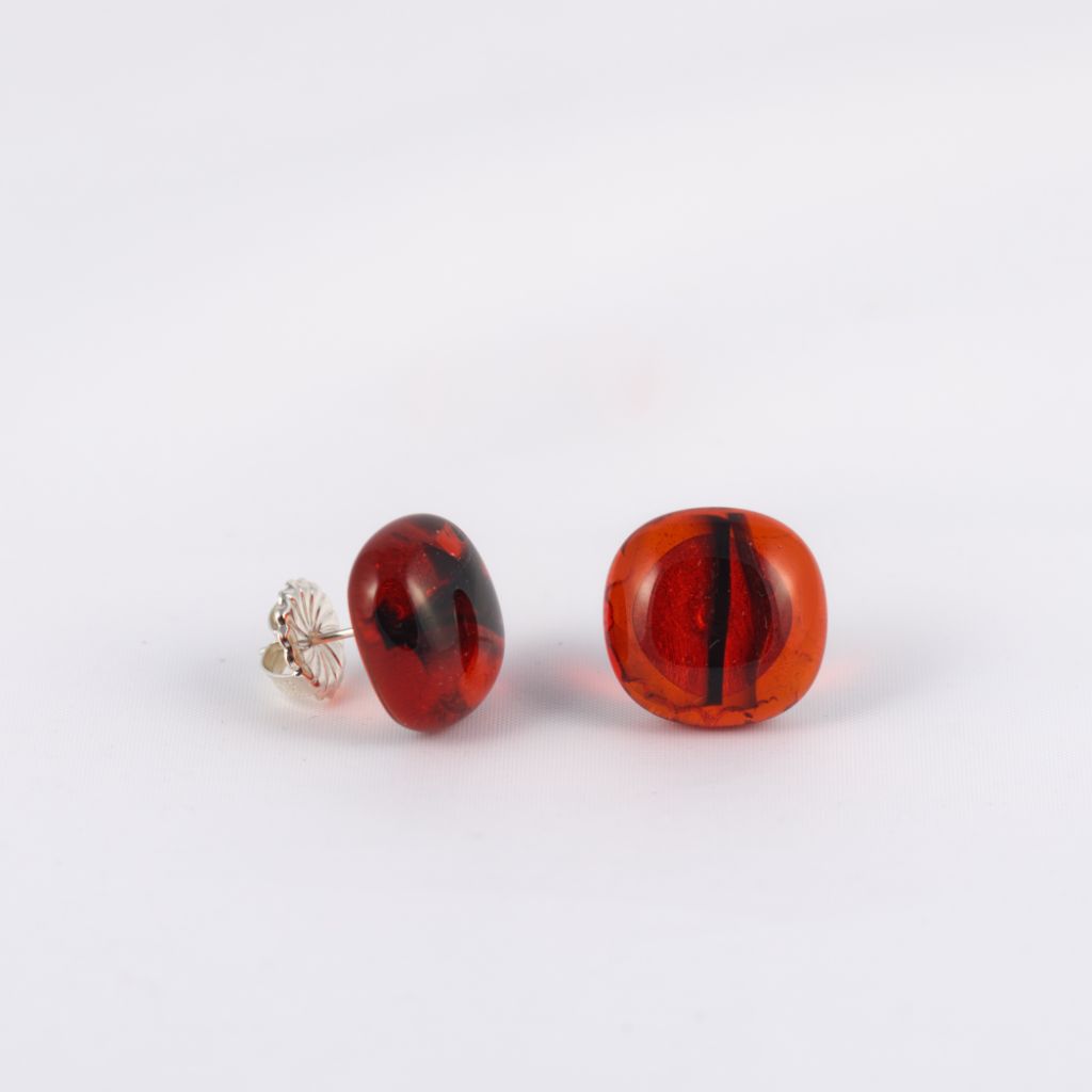 Red & Black Dichoric Glass Earrings