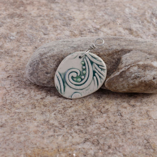 Green Swirl Porcelain Charm