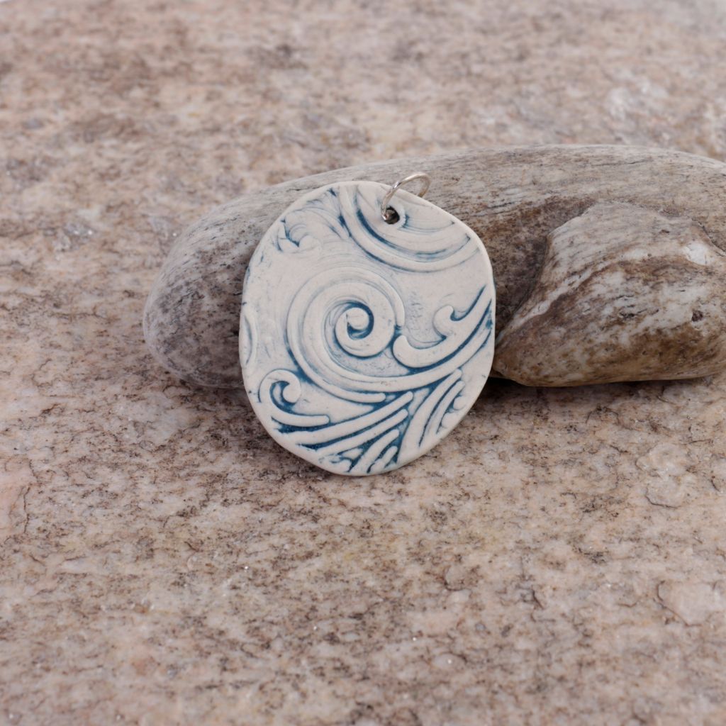 Blue Swirls Porcelain Charm