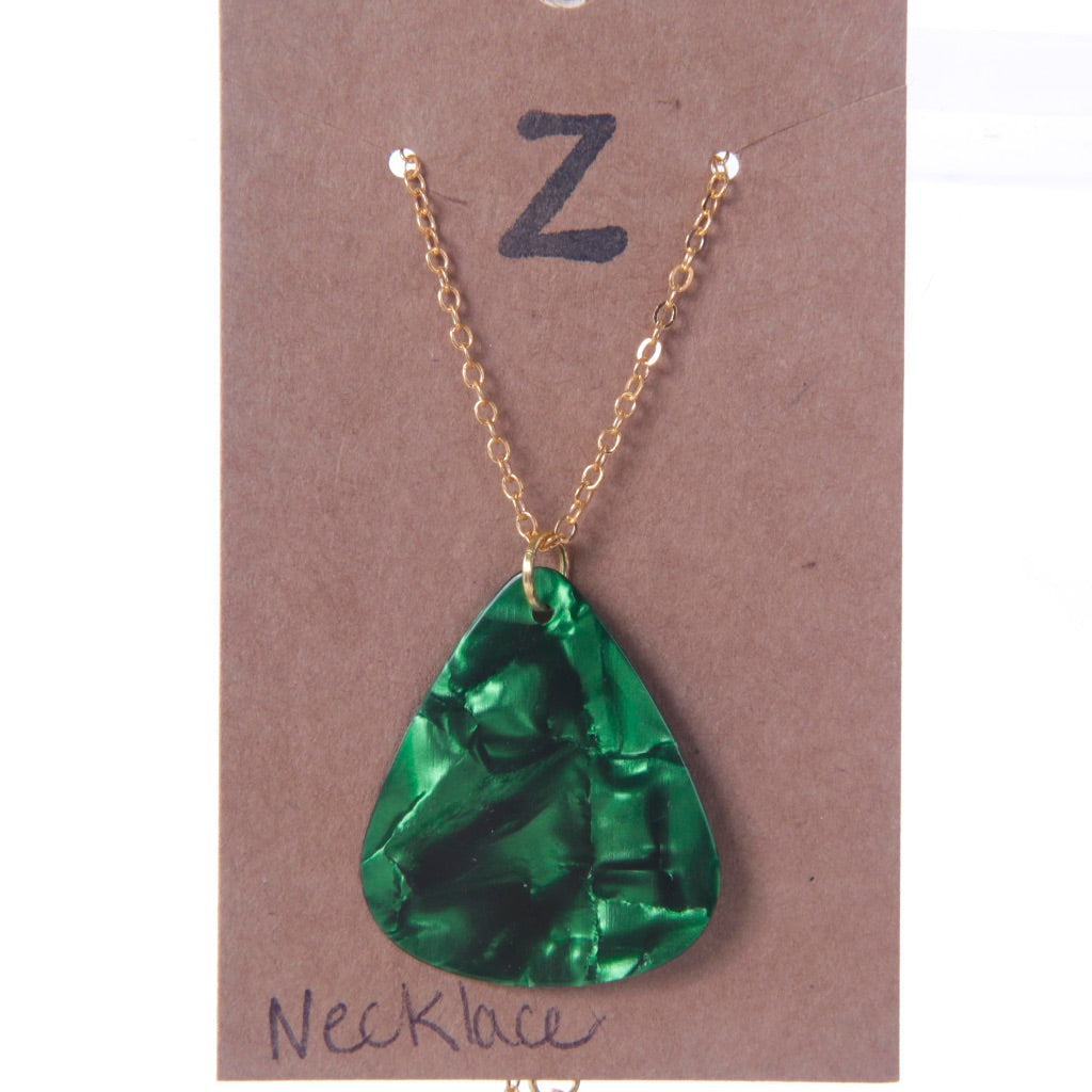 Green Guitar Pic Necklace